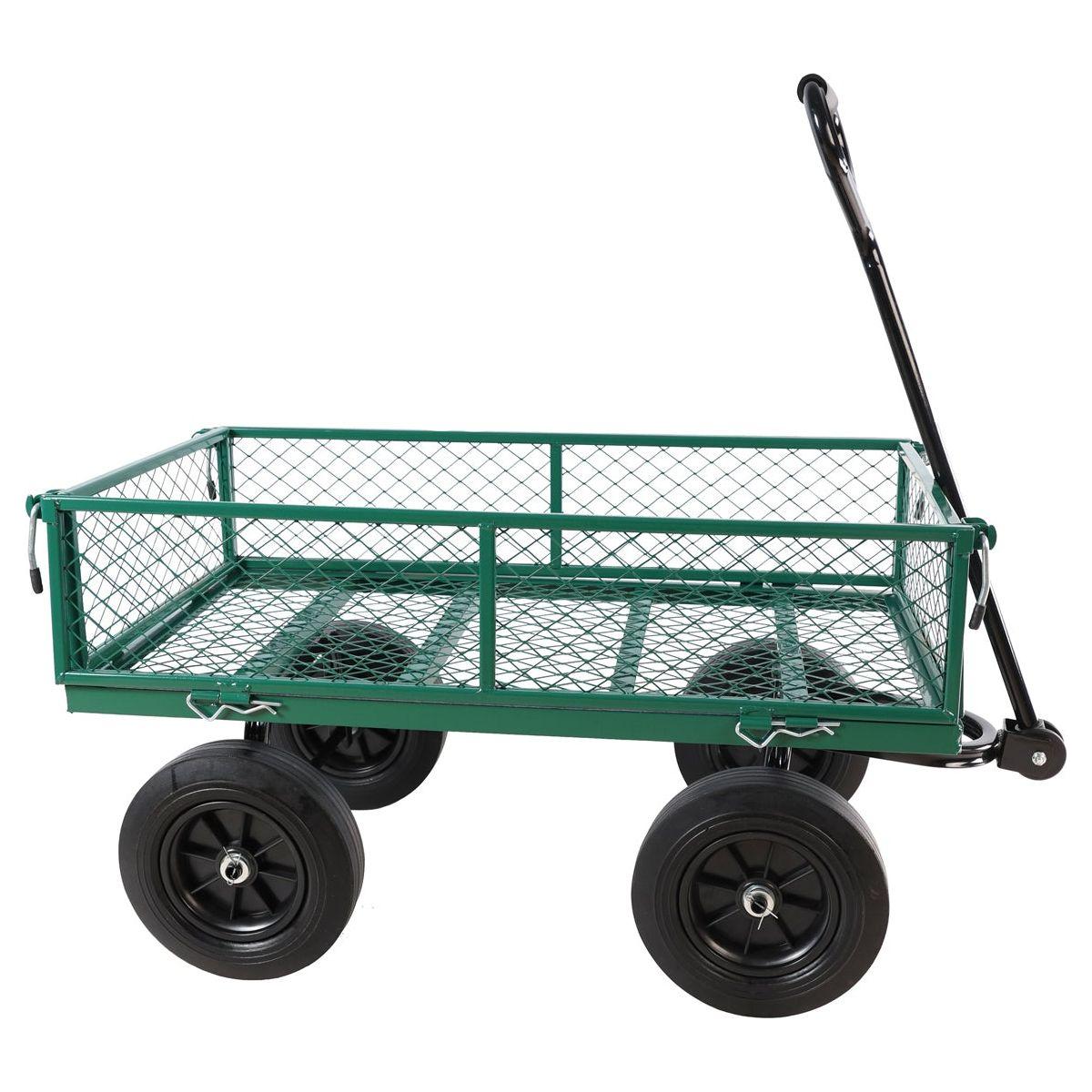 (Green solid wheels wagon cart) Solid wheels Tools cart Wagon Cart Garden cart trucks make it easier to transport firewood