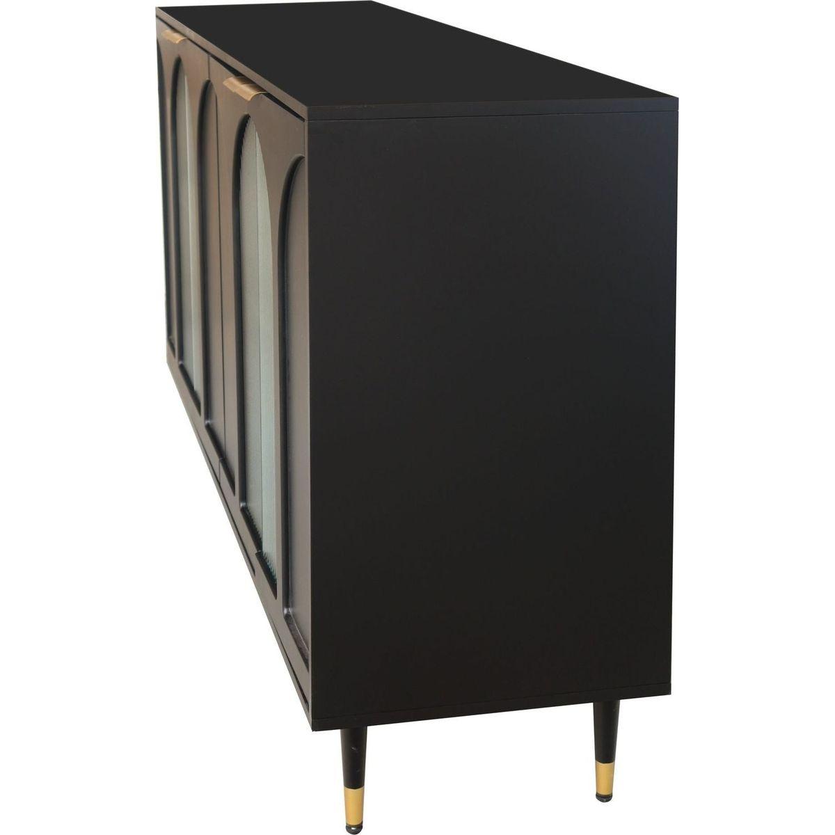 Accent Cabinet Black Lacquered Wooden Cabinet with 4 Glass Doors Sideboard Buffet Server Cabinet Storage Cabinet, for Living Room, Entryway, Hallway, Office, Kitchen and Dining Room