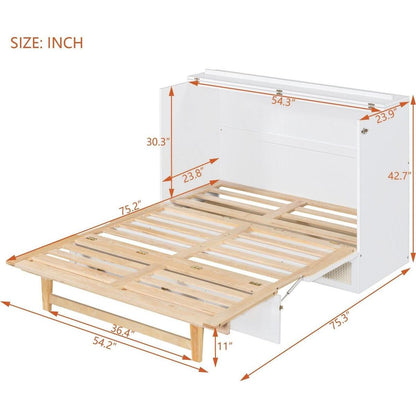 Full Size Murphy Bed with Large Drawers,White