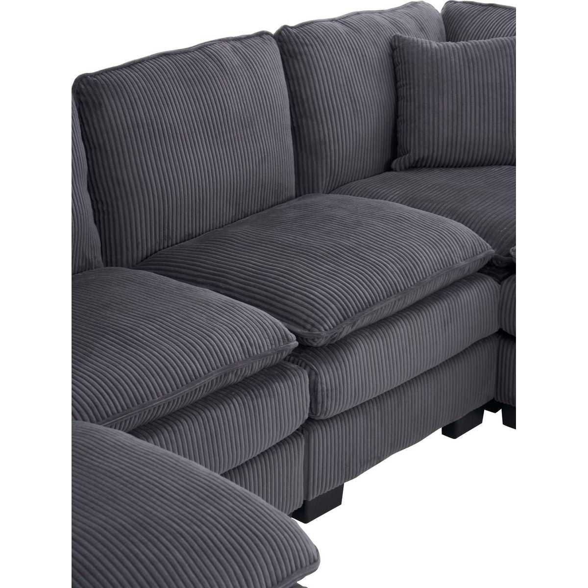 Modern U Shaped 6-seat Sectional Sofa Couch with one Ottoman and three toss pillows, Modular Sofa for Living Room,Corduroy sofa