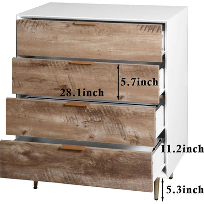 Wooden Tall 4 Drawer Dresser,Chest of Drawers with 4 Metal Legs, Anti-Tipping Device for Bedroom,Living Room