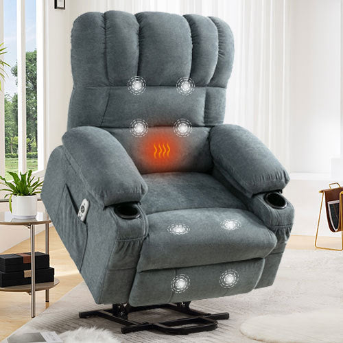 Power Lift Recliner Chair Recliners for Elderly with Heat and Massage Recliner Chair for Living Room with Infinite Position and Side Pocket,USB Charge Port.BLUE