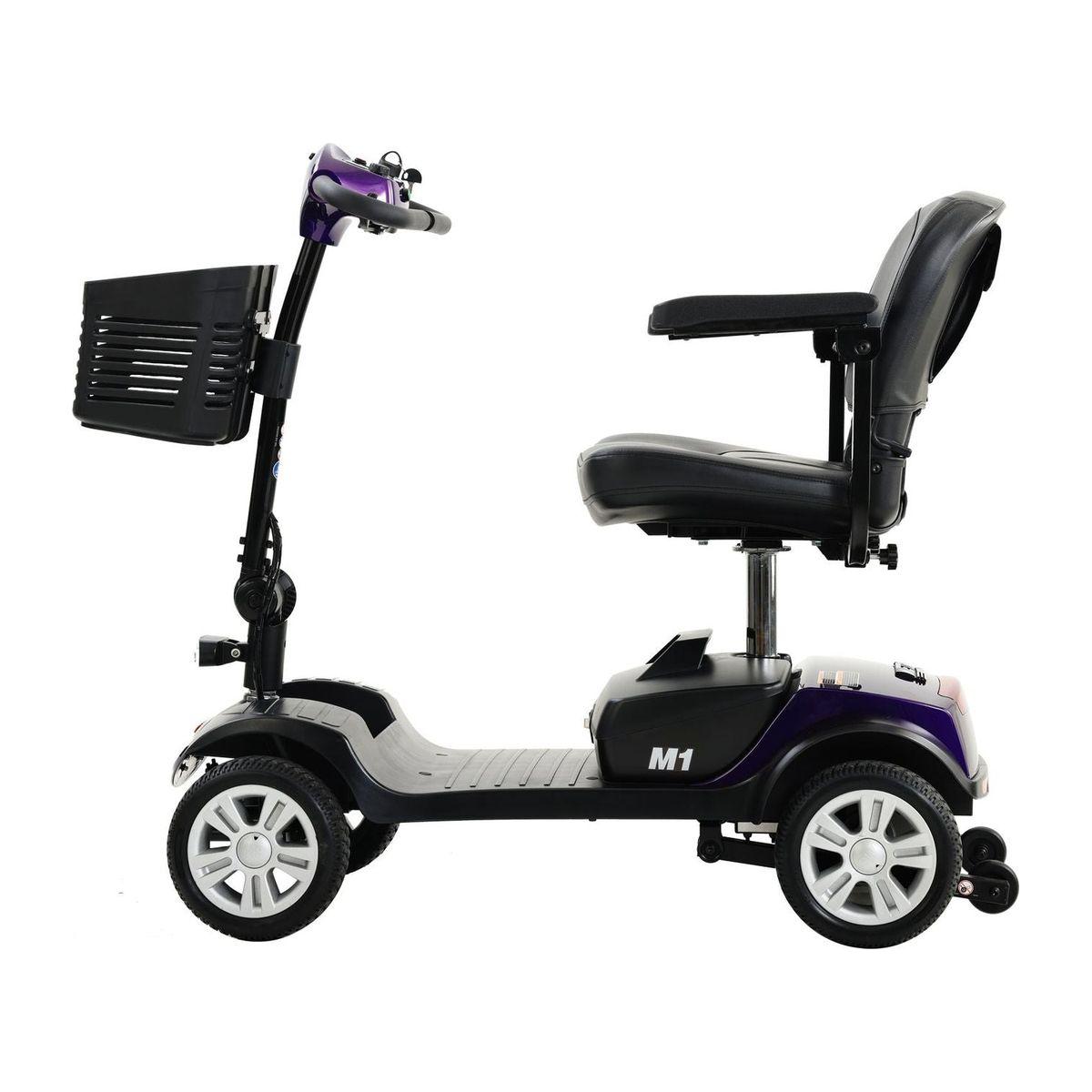 Four wheels Compact Travel Mobility Scooter with 300W Motor for Adult-300lbs, Dark Purple