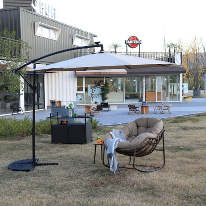 10ft Solar LED Offset Hanging Market Patio Umbrella (khaki)