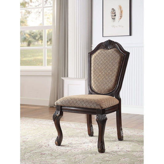 Chateau De Ville Side Chair (Set-2), Fabric & Espresso