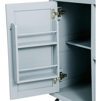 Kitchen Cart with Rubber wood Drop-Leaf Countertop, Cabinet door internal storage racks,Kitchen Island on 5 Wheels with Storage Cabinet and 3 Drawers for Dining Room, Grey Blue