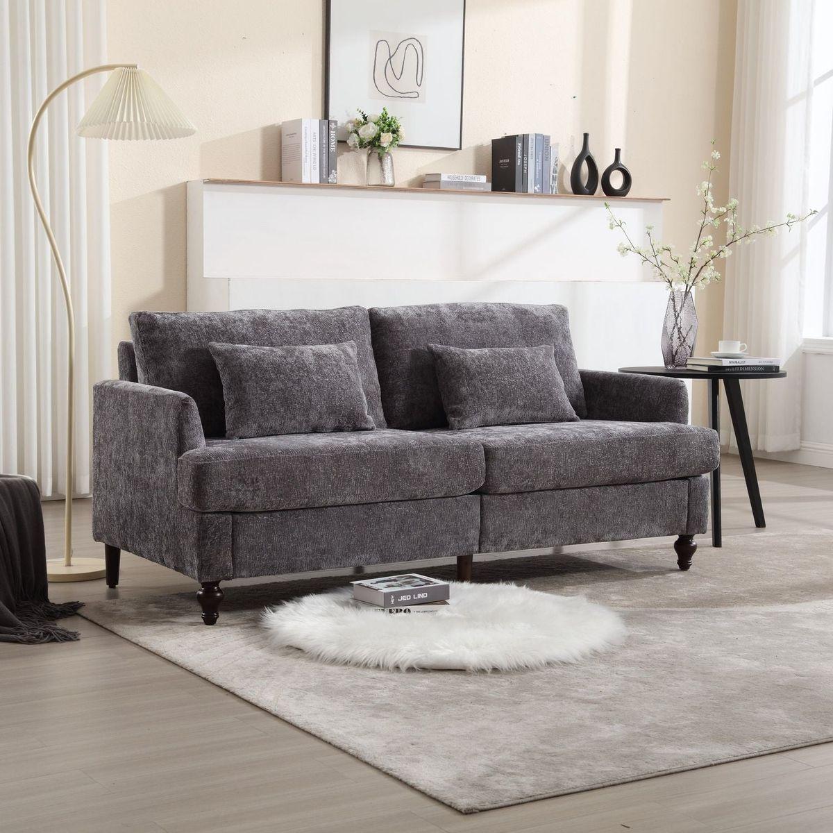Modern chenille Fabric Loveseat, 2-Seat Upholstered Loveseat Sofa Modern Couch