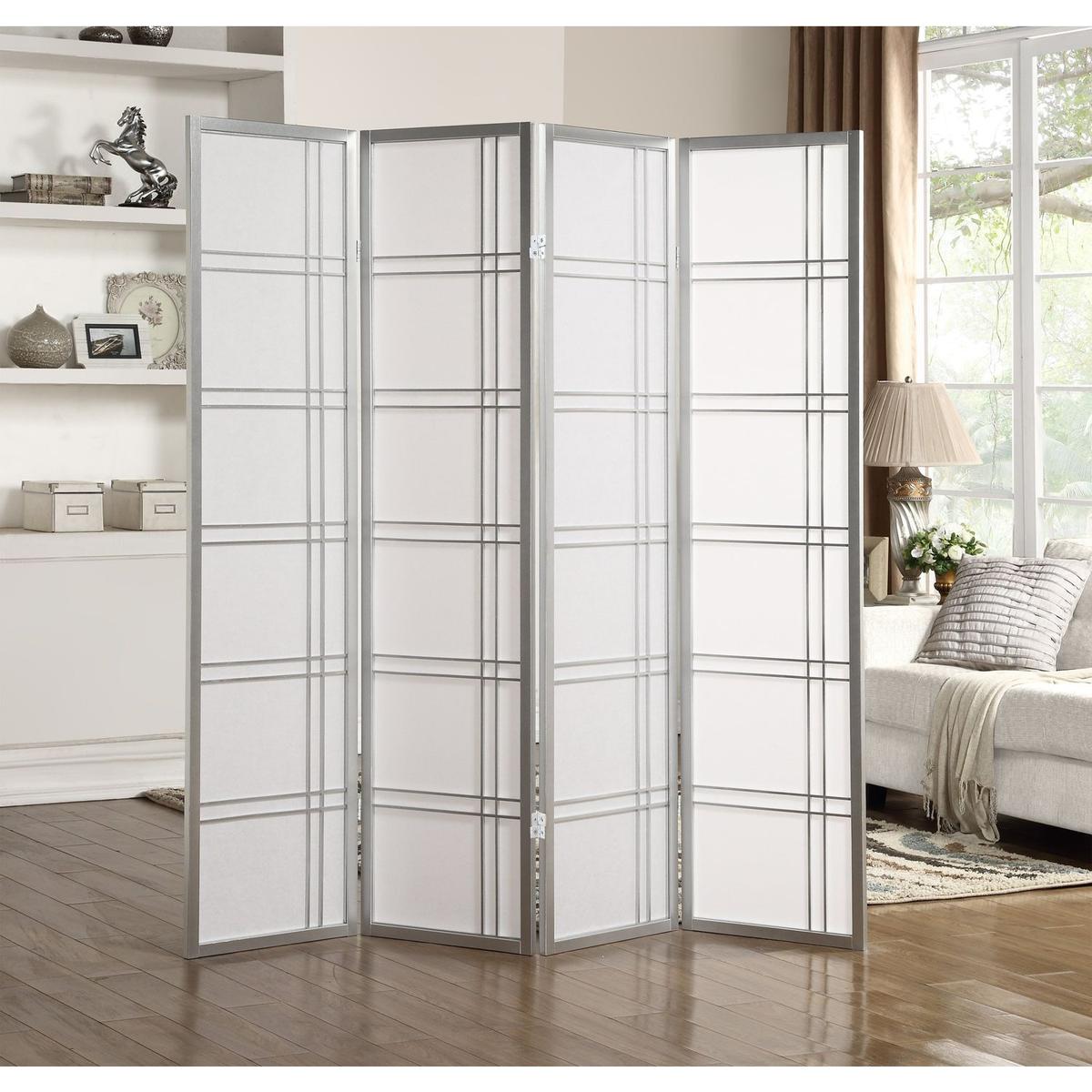Seto 4-Panel Room Divider Screen, Silver