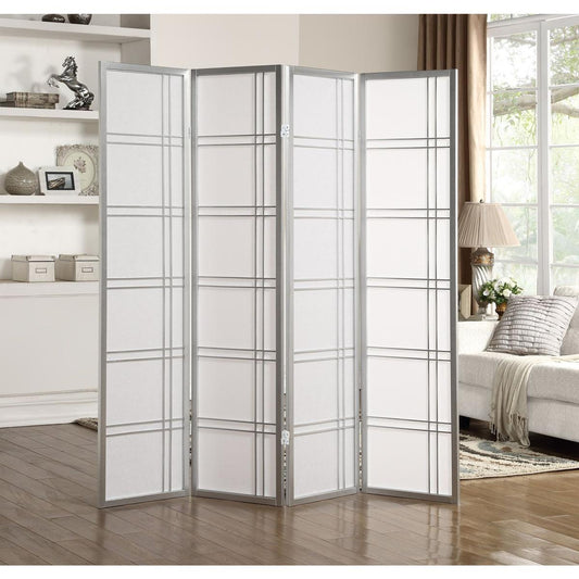 Seto 4-Panel Room Divider Screen, Silver