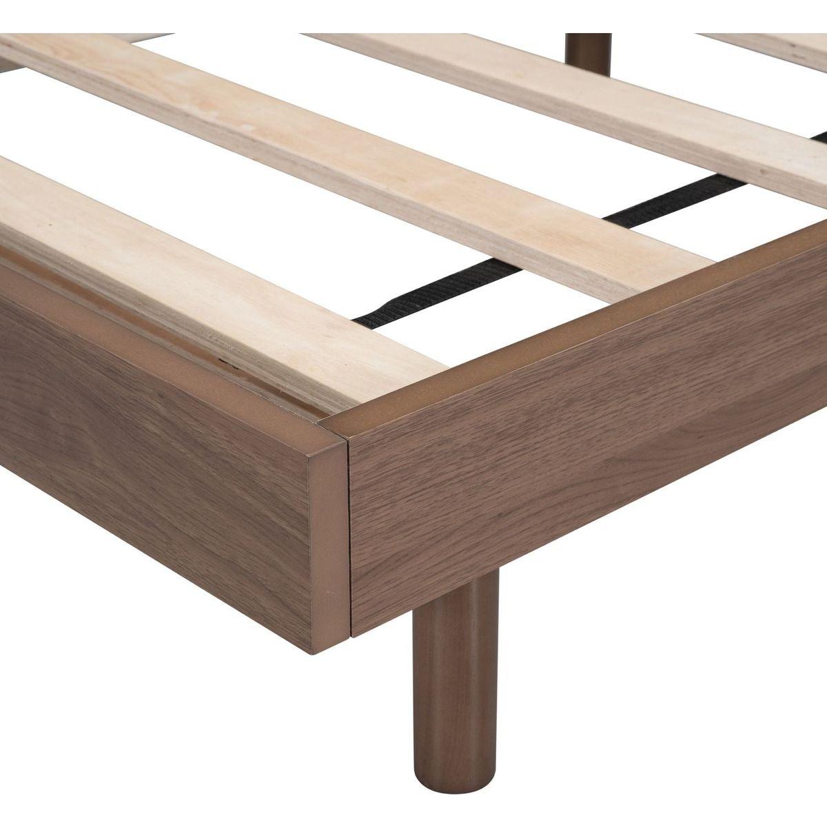 Modern Design Full Floating Platform Bed Frame for Walnut Color