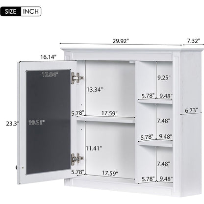 30" Bathroom Vanity with Top Sink, Modern Bathroom Storage Cabinet with 2 Drawers and a Tip-out Drawer, Freestanding Vanity Set with Mirror Cabinet, Single Sink Bathroom Vanity