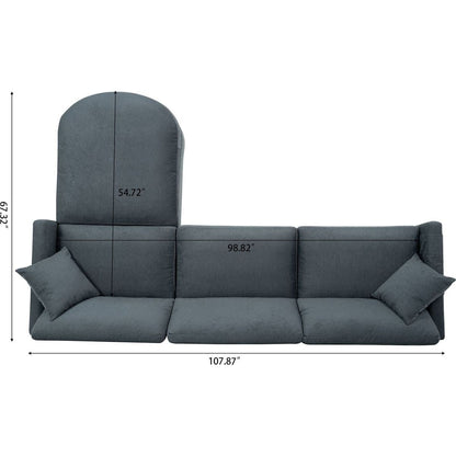 107.87'Sectional Sofa Couch With 1 Ottoman,Seat Cushion and Back Cushion Removable