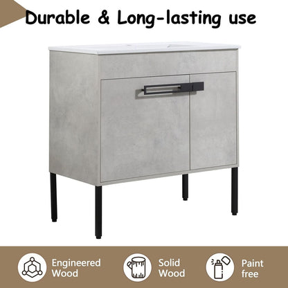 36 Inch Bathroom Vanity with Sink, Freestanding Bathroom Vanity or Floating is Optional Conversion-00336CG-1-F-BL9090B(KD-Packing)