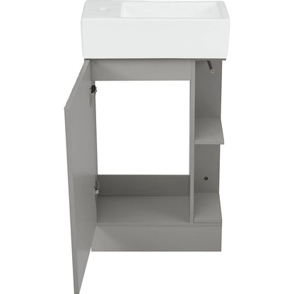 18.6" Bathroom Vanity with Sink, Bathroom Vanity Cabinet with Two-tier Shelf, Left or Right Orientation, Grey