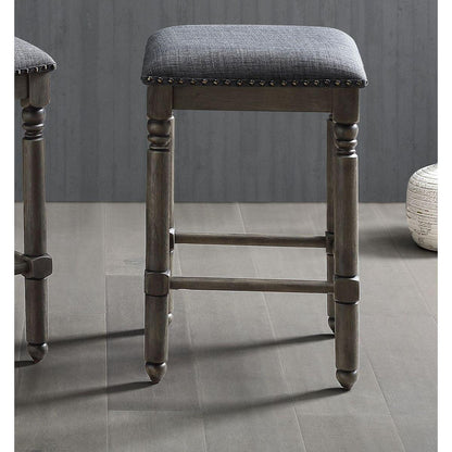 Arnhem Wood Upholstered Swivel Counter Height Stool, Set of 2, Grey