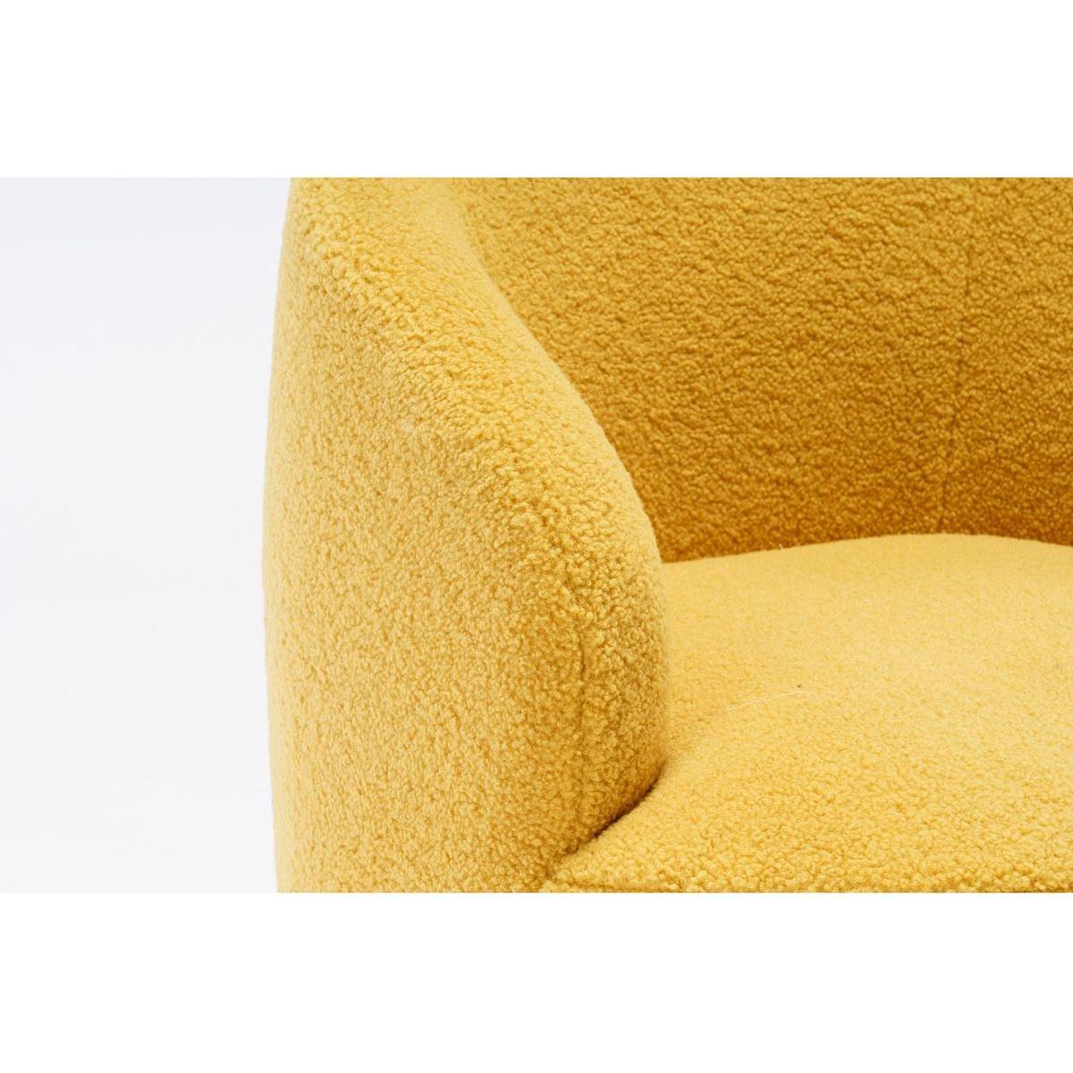 Teddy Fabric Swivel Accent Armchair Barrel Chair With Black Powder Coating Metal Ring,Yellow