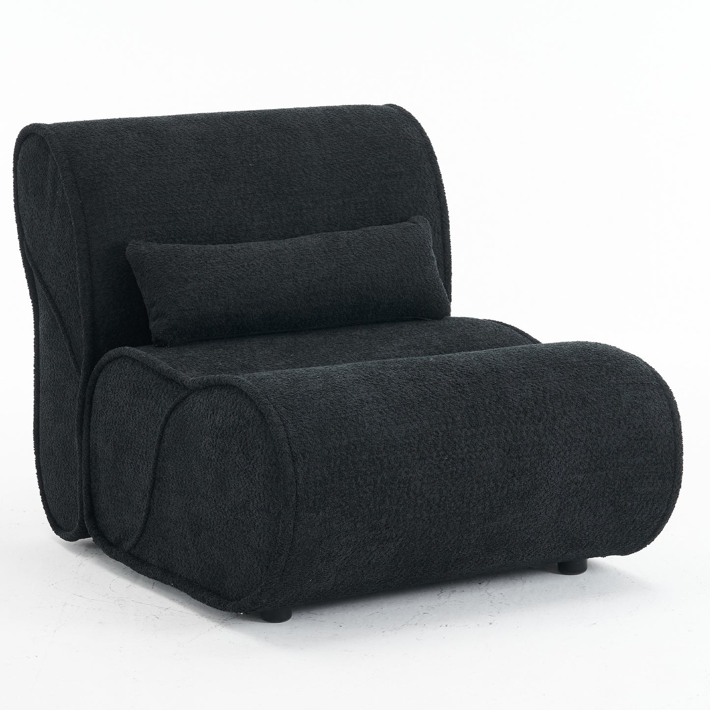 Soft Pellet Velvet Recliner - Comfortable Lounge Chair with Waist Pack Padding, Modern Design, Ideal for Living Room, Bedroom or Office - Black