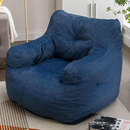 Soft Cotton Linen Fabric Bean Bag Chair Filled With Memory Sponge,Blue