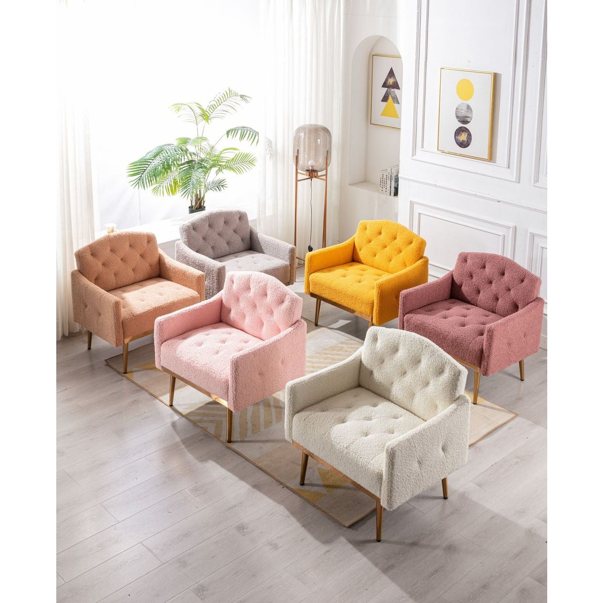 Accent Chair, leisure single sofa with Rose Golden feet