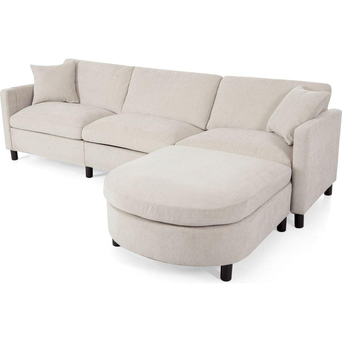 107.87'Sectional Sofa Couch With 1 Ottoman,Seat Cushion and Back Cushion Removable