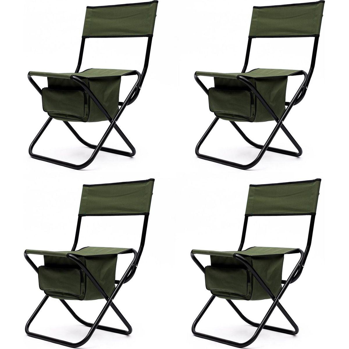 4-piece Folding Outdoor Chair with Storage Bag, Portable Chair for indoor, Outdoor Camping, Picnics and Fishing,Green