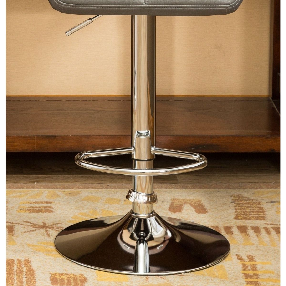 Glasgow Contemporary Tufted Adjustable Height Hidraulic Bar Stools, Set of 2, Grey