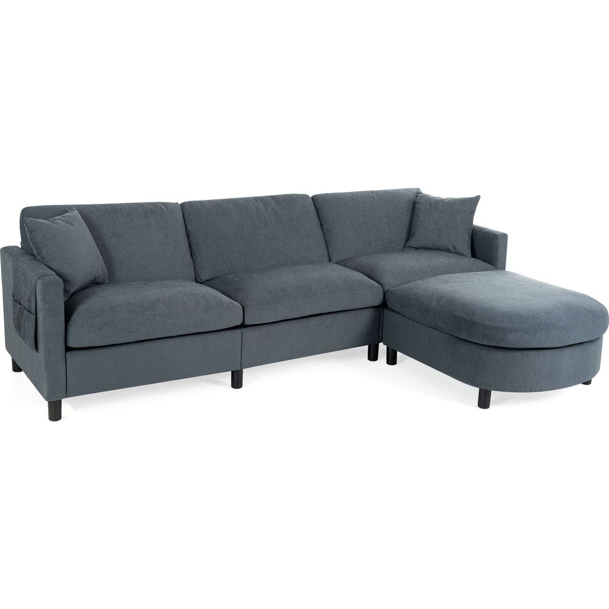 107.87'Sectional Sofa Couch With 1 Ottoman,Seat Cushion and Back Cushion Removable