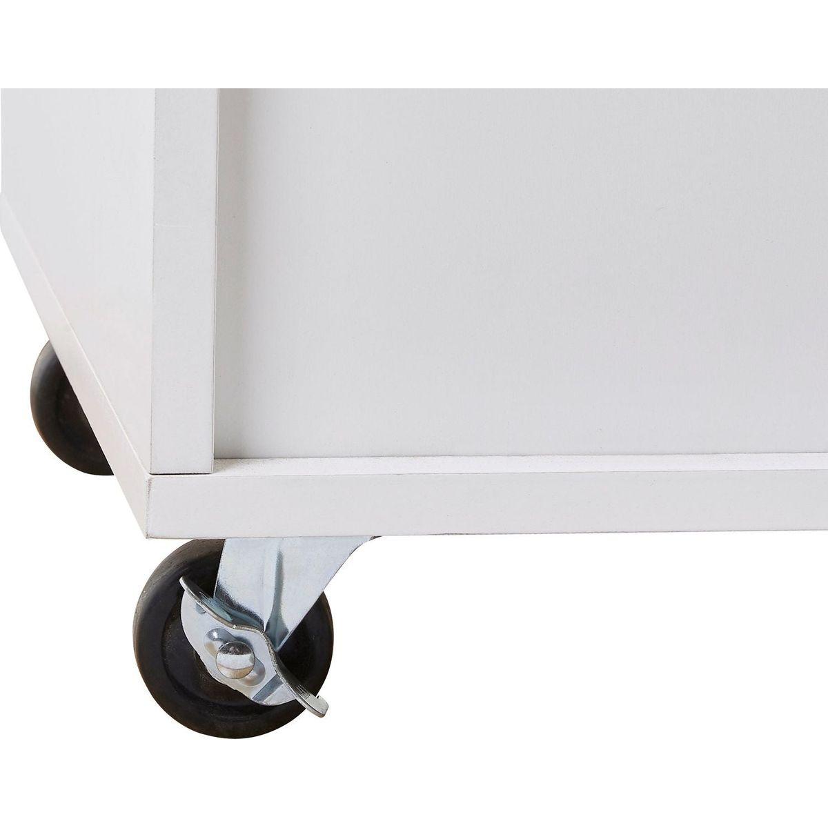 Rolling Kitchen Island with Storage, Kitchen Cart with Rubber Wood Top, Spacious Drawer with Divider and Internal Storage Rack, Kitchen Island on Wheels with Adjustable Shelf Tower Rack, White