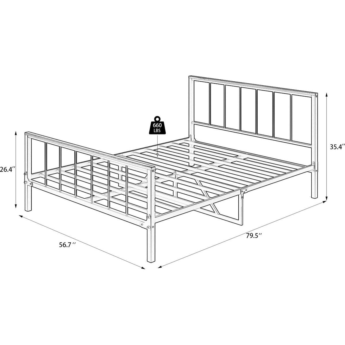 Metal Platform Bed frame with Headboard and Footboard,Sturdy Metal Frame, No Box Spring Needed(Full)