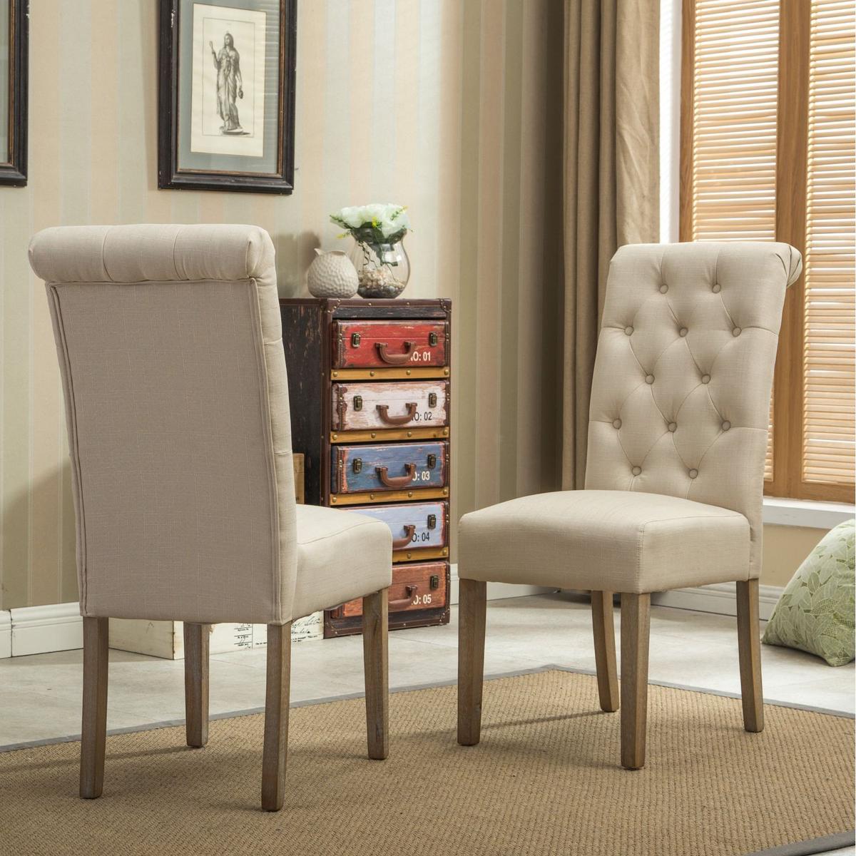 Amonia 5-piece Dining Set, Turned-Leg Dining Table with 4 Tufted Chairs