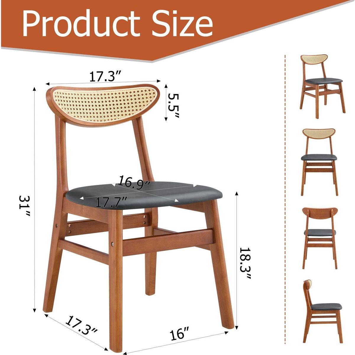 The stylish and durable solid wood dining chair, small curved back, PU cushion, and beautiful shape match perfectly with any room and everyday use
