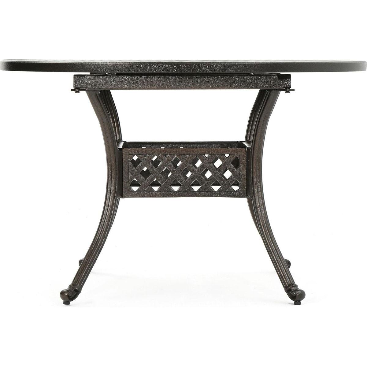 Outdoor Expandable Aluminum Dining Table, Hammered Bronze Finish