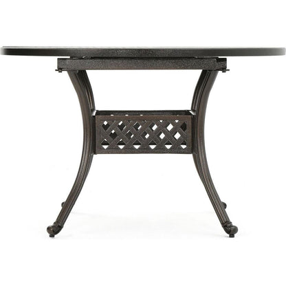 Outdoor Expandable Aluminum Dining Table, Hammered Bronze Finish