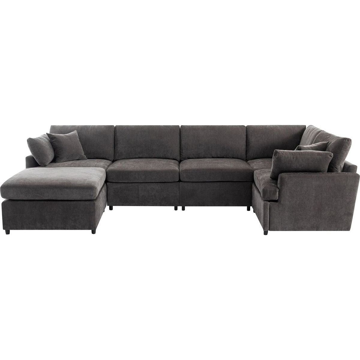 Modern Large U-Shape Sectional Sofa, with Removable Ottomans for Living Room (6-Seater)