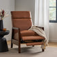 Faux Leather Upholstered Pushback Recliner Light Brown