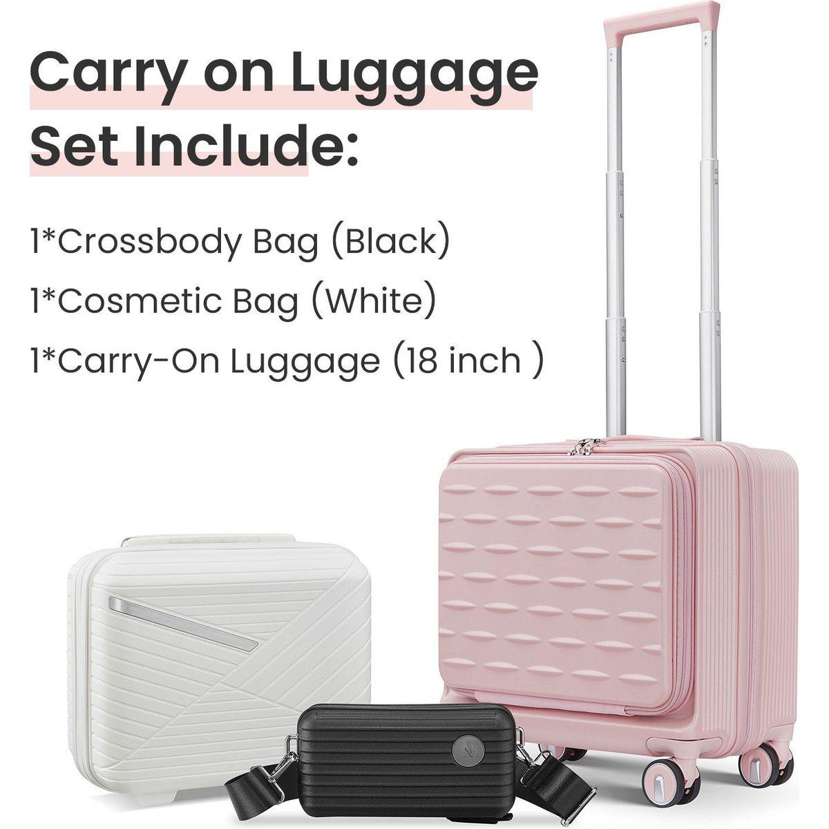 18" Carry On Luggage with Front Open Door &Laptop Interlayer, Hard Shell Suitcase Built-In TSA Luggage Lock, Hardside Lightweight PC Travel Suitcase for Women Men with Spinner Wheels Airline Approved