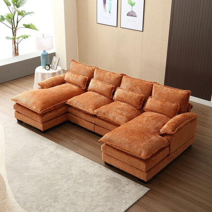 Modern Large chenille Fabric U-Shape Sectional Sofa