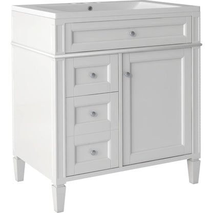 30" Bathroom Vanity with Top Sink, Modern Bathroom Storage Cabinet with 2 Drawers and a Tip-out Drawer, Single Sink Bathroom Vanity