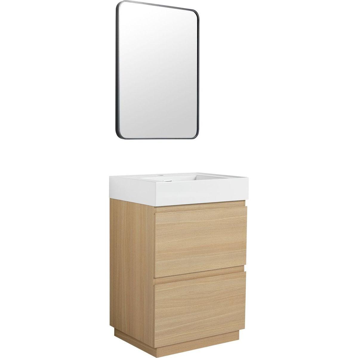 24" Bathroom Vanities with Single Sink Combo, Modern Undermount Bathroom Sink Cabinet with Double drawer, Freestanding Bathroom Sink Cabinet,Engineering wood