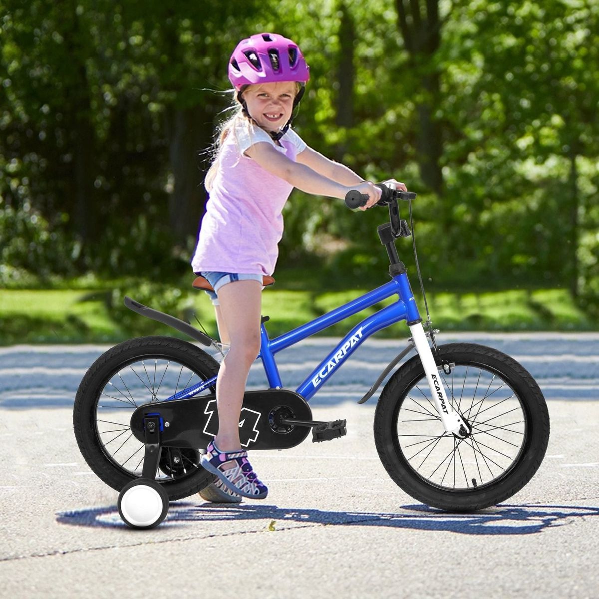 Kids Bike 14 inch for Boys & Girls with Training Wheels, Freestyle Kids' Bicycle with fender.