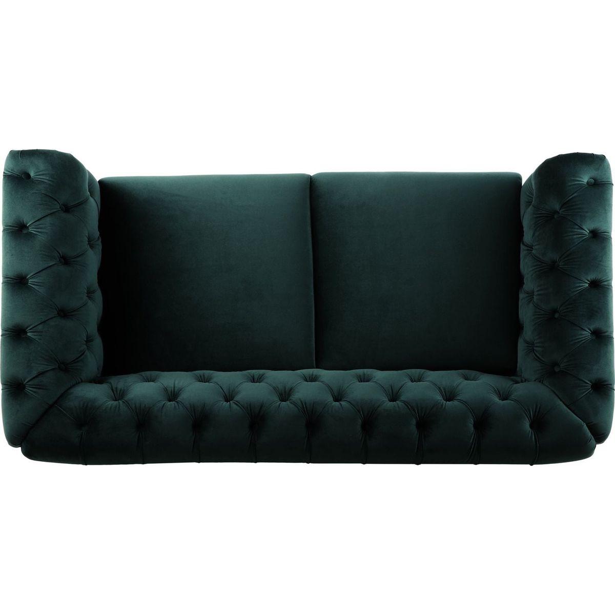 VIVALUX 59.44" Chesterfield Velvet Loveseat Sofa,2-Person Rolled Arm Dutch Plush Upholstered Sofa Couch with Tufted Button for Living Room, Bedroom, Small Places,Forest Green