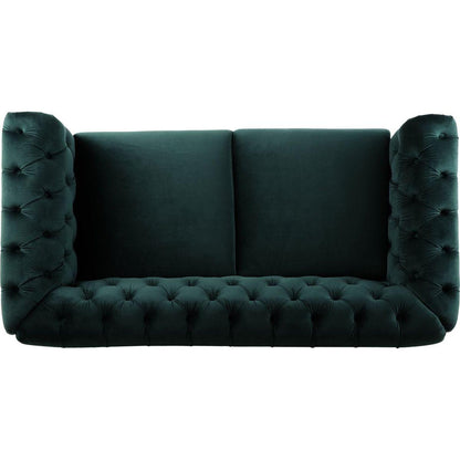 VIVALUX 59.44" Chesterfield Velvet Loveseat Sofa,2-Person Rolled Arm Dutch Plush Upholstered Sofa Couch with Tufted Button for Living Room, Bedroom, Small Places,Forest Green