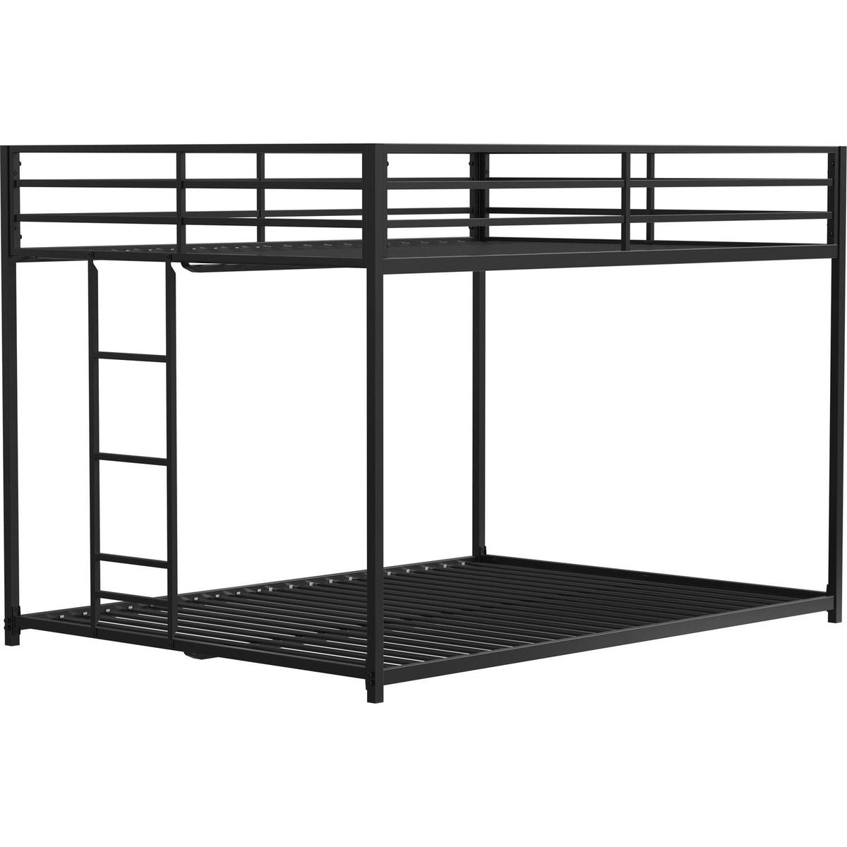 Adam Sturdy Full over Full Metal Bunk Black for Kids and Adult, Low Profile and Easy Climbing with Stable Ladder