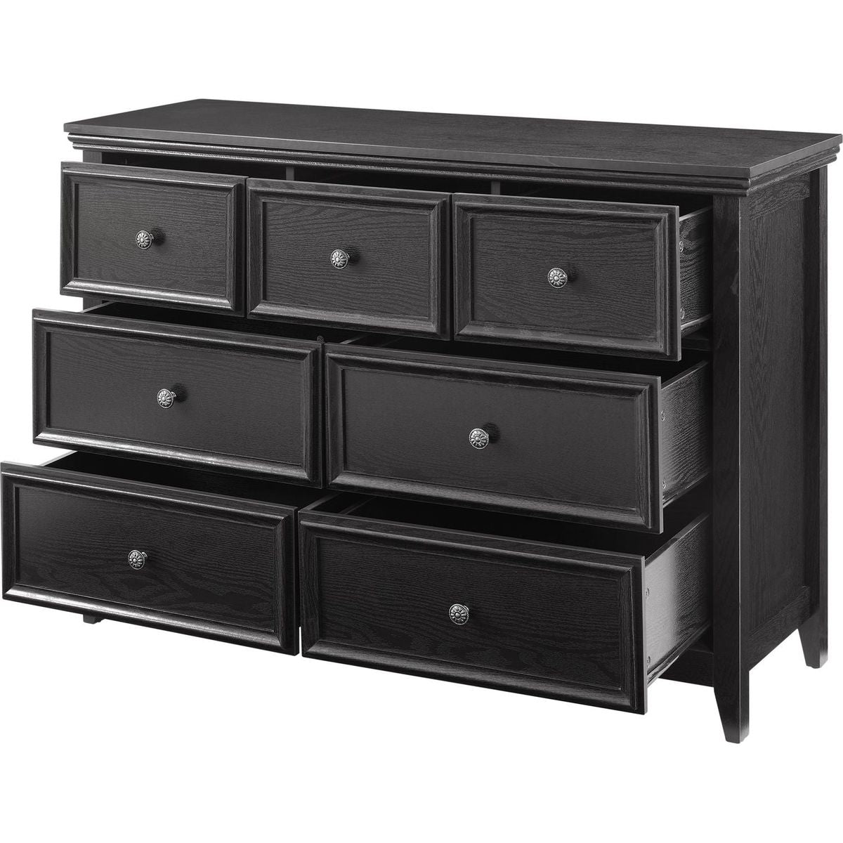 Scratch-Resistant, Easy-Slide 7-Drawer Dresser with Metal Handles - Black Scratch-Resistant, Easy-Slide 7-Drawer Dresser with Metal Handles - Black