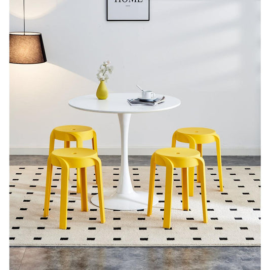 6 Pack Stackable Classroom Stools Plastic Stools Nesting Stools Colorful Round Stools Indoor Outdoor Flexible Seating Decorative Stools Chairs for Home Office School Classroom Mustard