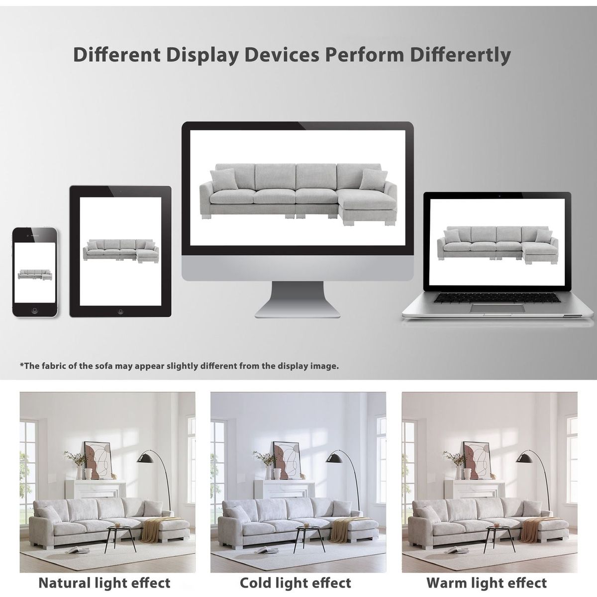 119x55" Modern Oversized Sectional Sofa,L-shaped Luxury Couch Set with 2 Free pillows,5-seat Chenille Indoor Furniture with Chaise for Living Room,Apartment,Office,2 Colors