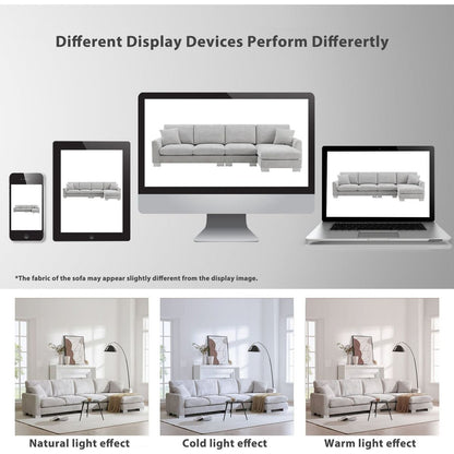 119x55" Modern Oversized Sectional Sofa,L-shaped Luxury Couch Set with 2 Free pillows,5-seat Chenille Indoor Furniture with Chaise for Living Room,Apartment,Office,2 Colors