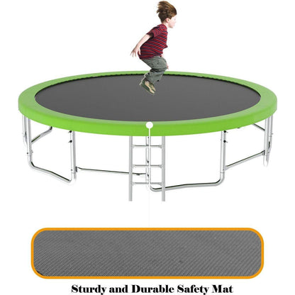 16FT Trampoline with Balance Bar & Basketball Hoop&Ball, ASTM Approved Reinforced Type Outdoor Trampoline with Enclosure Net