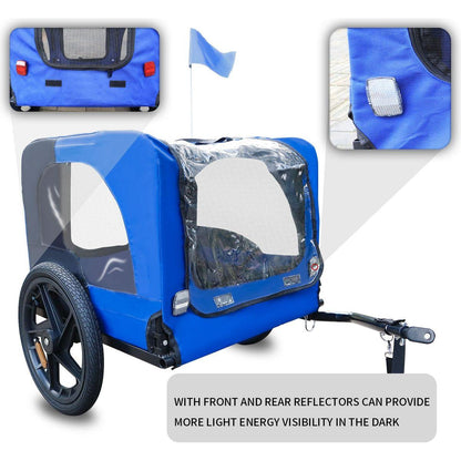Blue High Quality 16 inch air wheel Pet Bike Trailer for Dogs Foldable Bicycle Pet Trailer