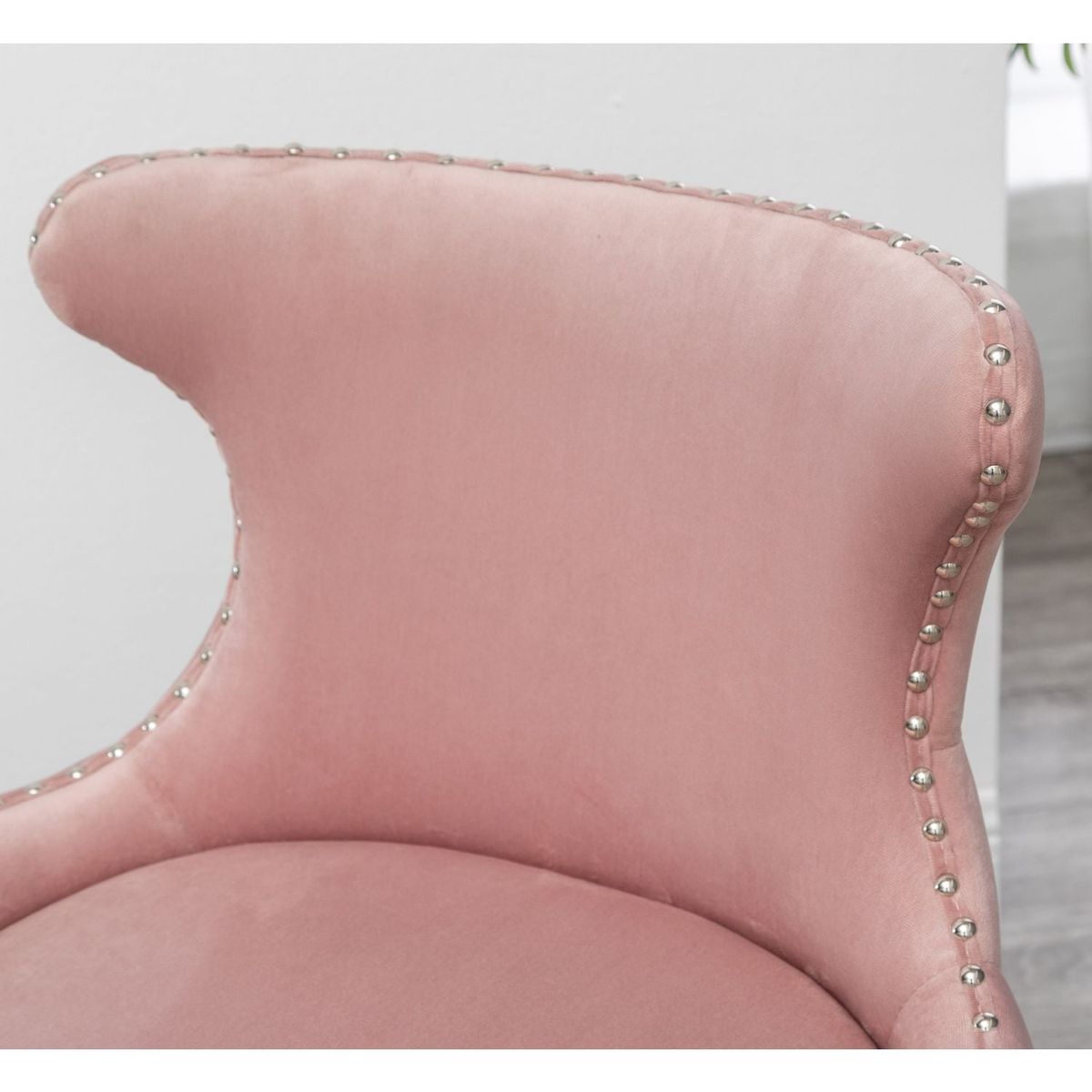 Lindale Contemporary Velvet Upholstered Nailhead Trim Accent Chair, Pink